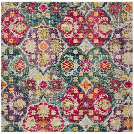 Safavieh 6 ft. - 7 in. x 6 ft. - 7 in. Monaco Power Loomed Rug Square - Grey & Fuchsia MNC248R-7SQ
